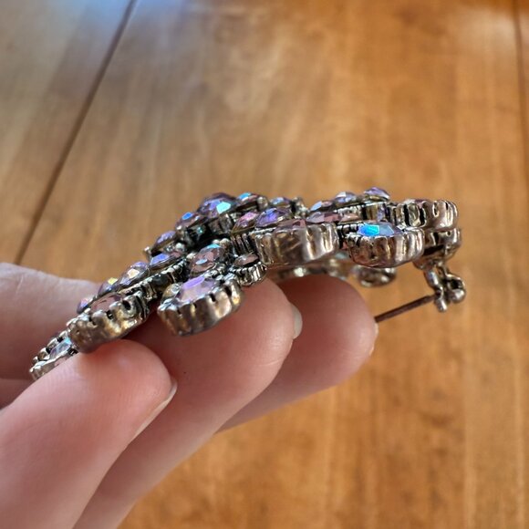 Rainbow Faux Rhinestone & Silver-Toned 3-Dimensional Brooch Pin - Picture 5 of 8